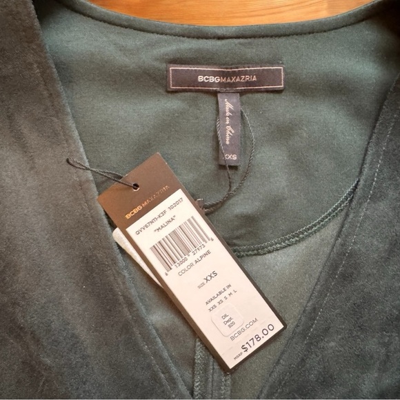 BCBGMAXAZRIA Malina Faux Suede Dress - Alpine Green - XXS - NWT - Picture 6 of 11